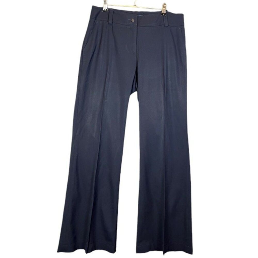 Piazza Sempione Navy Blue Flare Wide Leg Trousers Professional Size Large